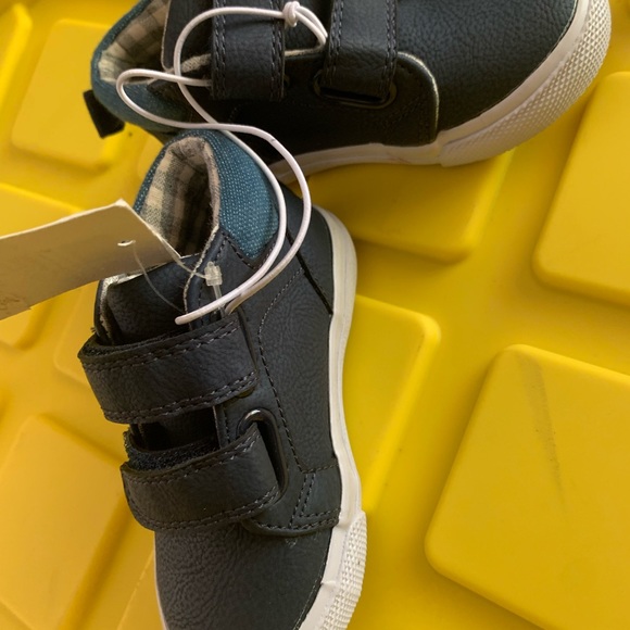 Navy blue & denim high top toddler boy shoes - Picture 2 of 6